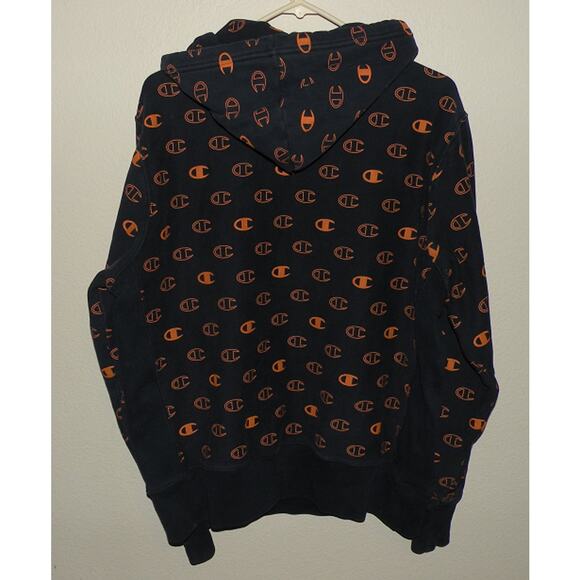 Vtg Champion Reverse Weave Chicago Bears Men’s Large Hoodie Black All Over Print - Picture 3 of 3